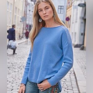 Sundance Finley 100% Cashmere Pullover Sweater Blue Small Quiet Luxury Boho
